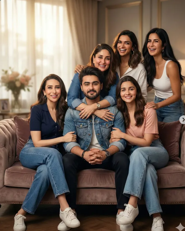 Ultra-Realistic Bollywood Celebrity Group Portrait AI Image Prompt (8K Cinematic) Original