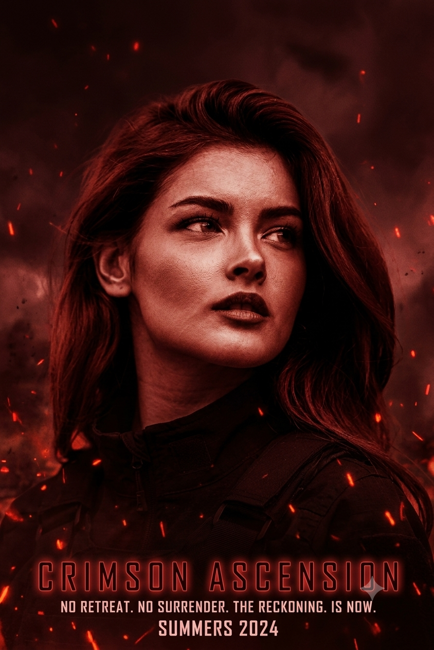Cinematic Crimson Action Poster AI Photo Effect with High-Fashion Noir Style Original