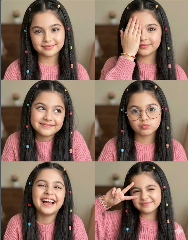 Realistic Gemini-Style Cute Girl Collage AI Image Prompt with Same Face Original