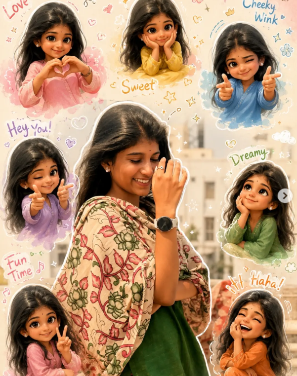 Cute 3D Chibi Collage Portrait with Disney-Pixar Style & Multiple Expressions Original