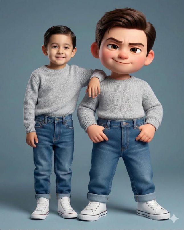 Hyper-Realistic Real Human and Pixar 3D Twin Portrait AI Image Prompt Original