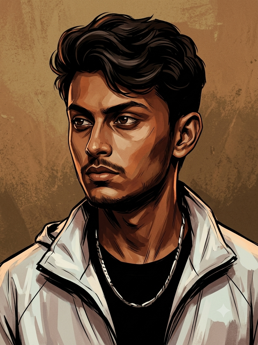 Bold Comic Style Digital Portrait with Dramatic Cinematic Lighting AI Prompt Original