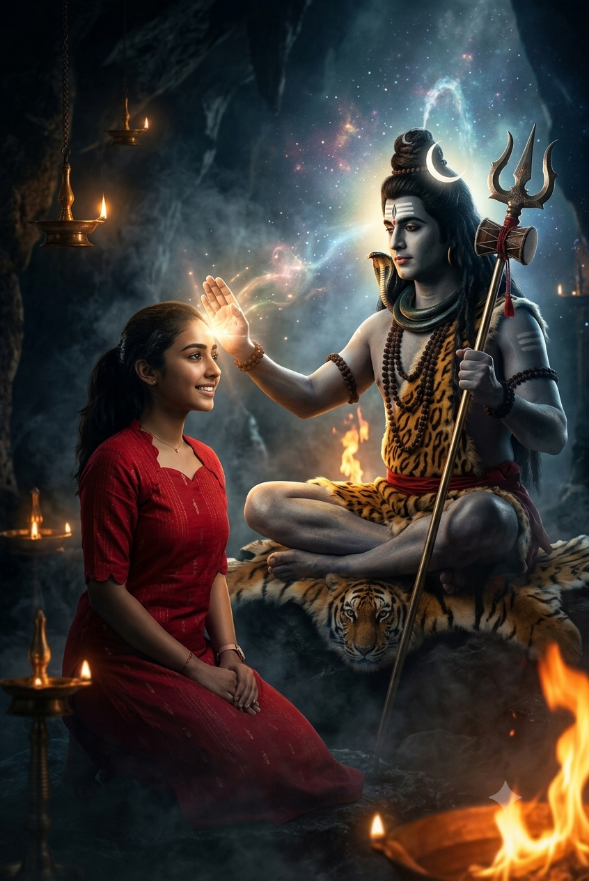 Dark Cinematic Lord Shiva Blessing Portrait AI Image Prompt Original