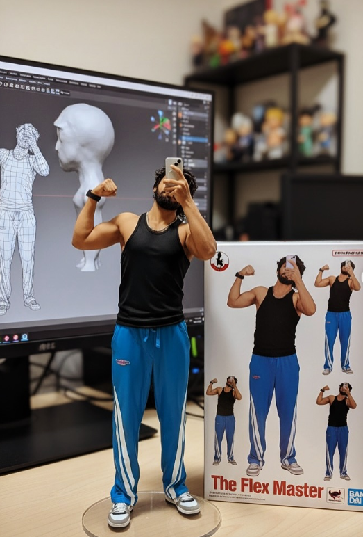 Realistic 1/7 Scale PVC Figurine Mockup with Packaging Box Original