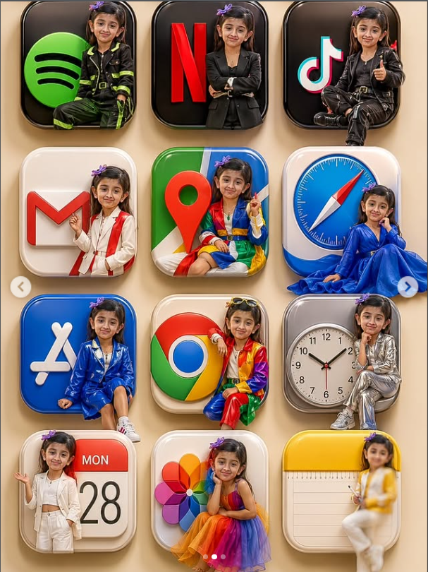 Ultra-Realistic 3D Luxury Mobile App Icons with Custom Girl Portrait