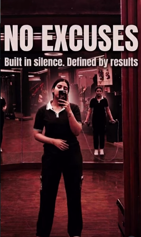 Dark Cinematic Luxury Gym Mirror Selfie Fitness Poster AI Prompt Original