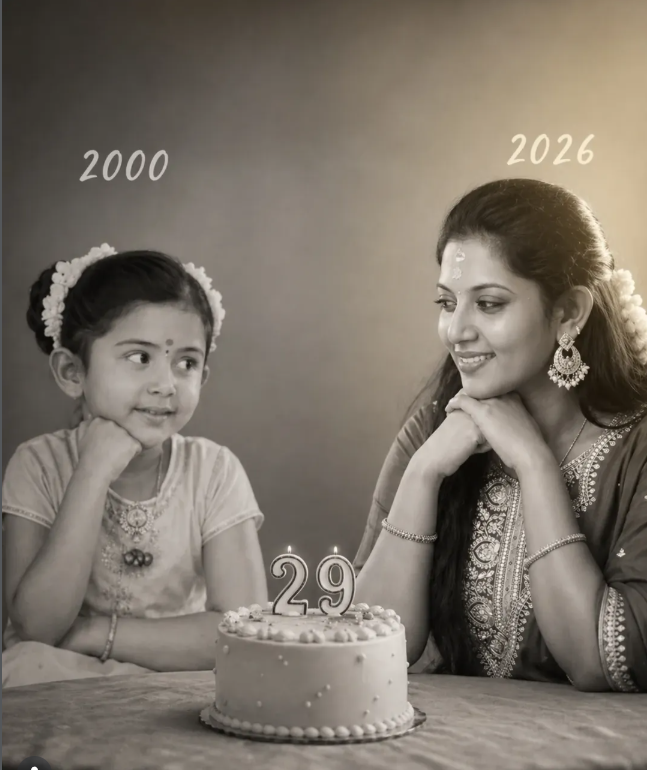 Emotional Childhood vs Present Birthday Portrait AI Image Prompt (4:5) Original