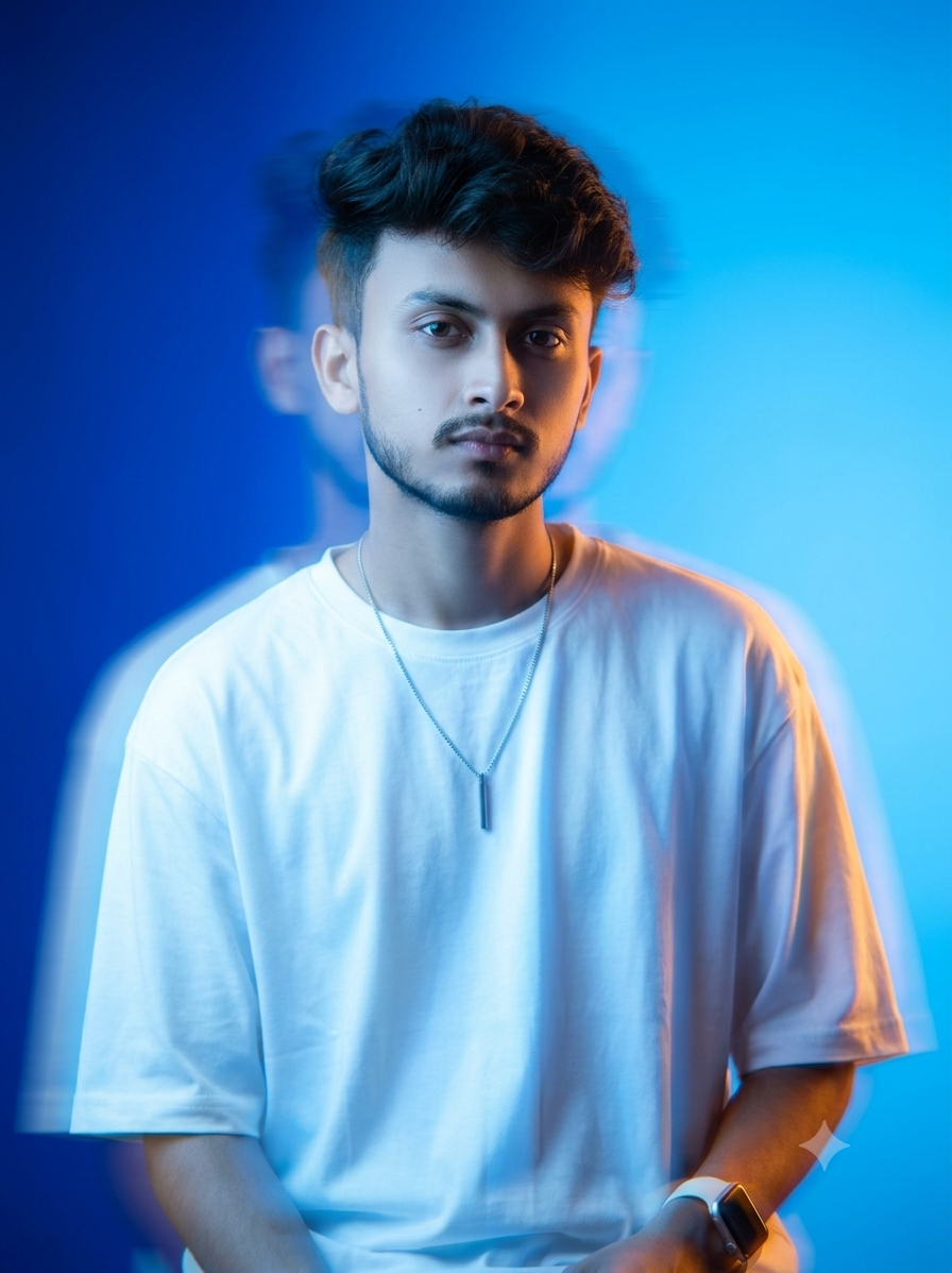 Cinematic Multi-Exposure Editorial Portrait with Dreamy Motion Blur AI Prompt Original