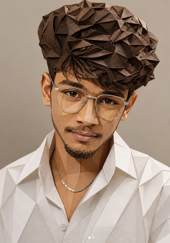 3D Low Poly Paper Craft Portrait AI Image Prompt | Realistic Folded Paper Art Original