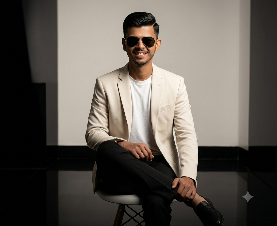 Ultra-Realistic High-Fashion Studio Portrait in Cream Blazer | Cinematic Editorial AI Prompt Original
