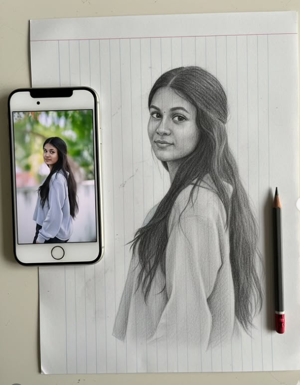 Hyper-Realistic 3D Graphite Pencil Sketch from Photo Prompt Original