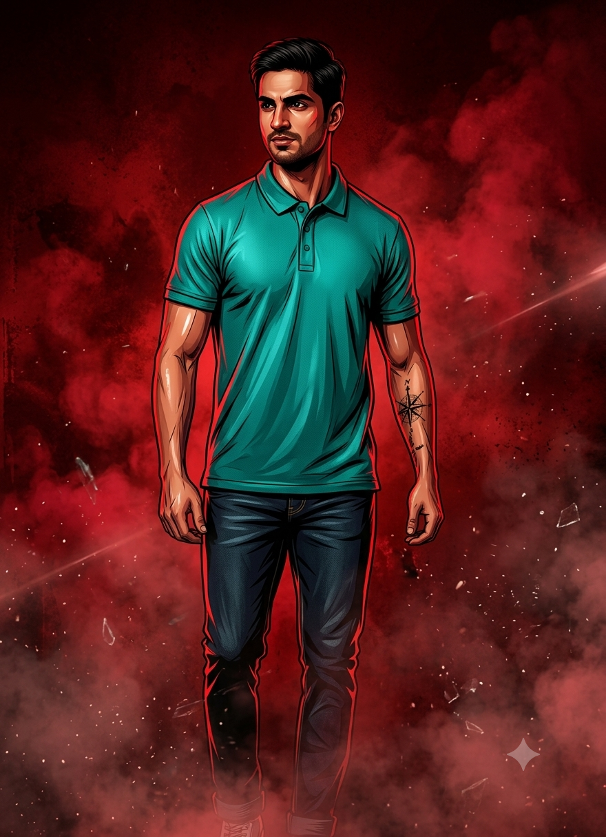 Cinematic Tamil Gangster Movie Poster AI Image Prompt | Deep Red Comic Style Original