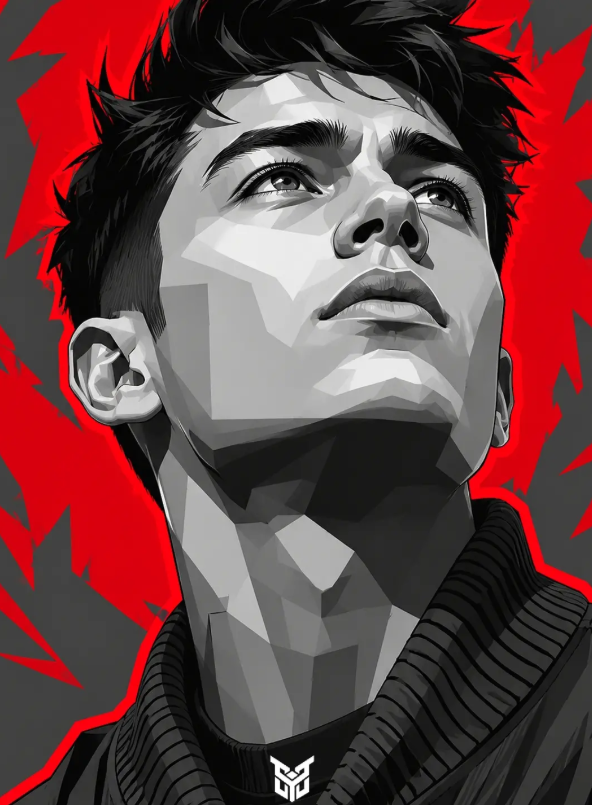 Modern Vector Pop Art Portrait with Electric Red Rim Lighting Original