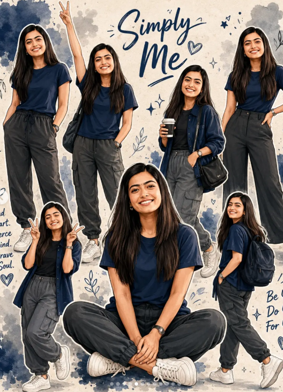 Instagram Viral Cartoon Caricature Collage Poster with 7 Stylish Full-Body Poses Original