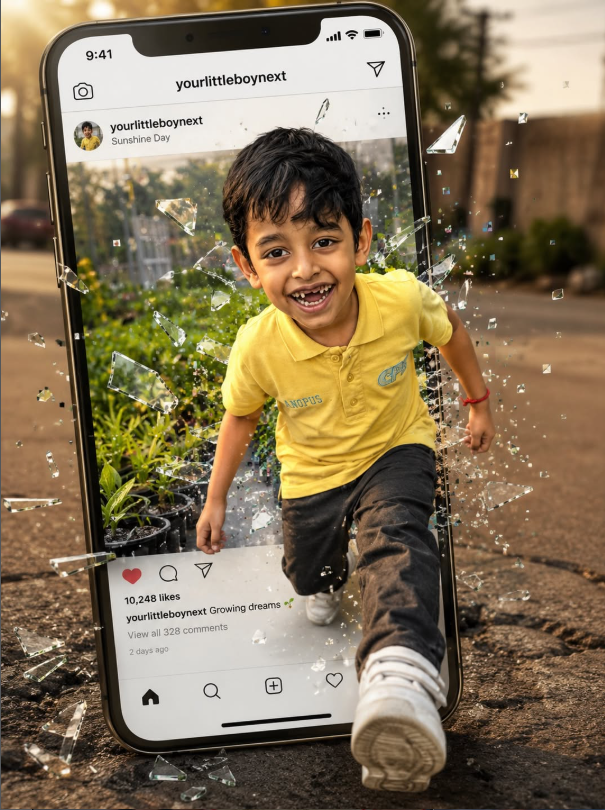 Hyper-Realistic 3D Social Media Screen Break Photo Editing AI Prompt