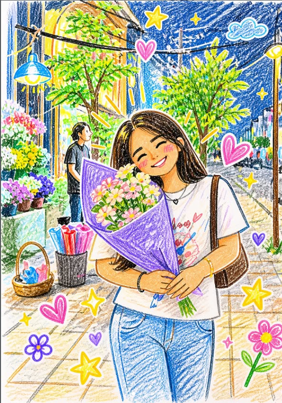 Crayon Drawing Effect AI Prompt | Childlike Hand-Drawn Art Style from Photo Original