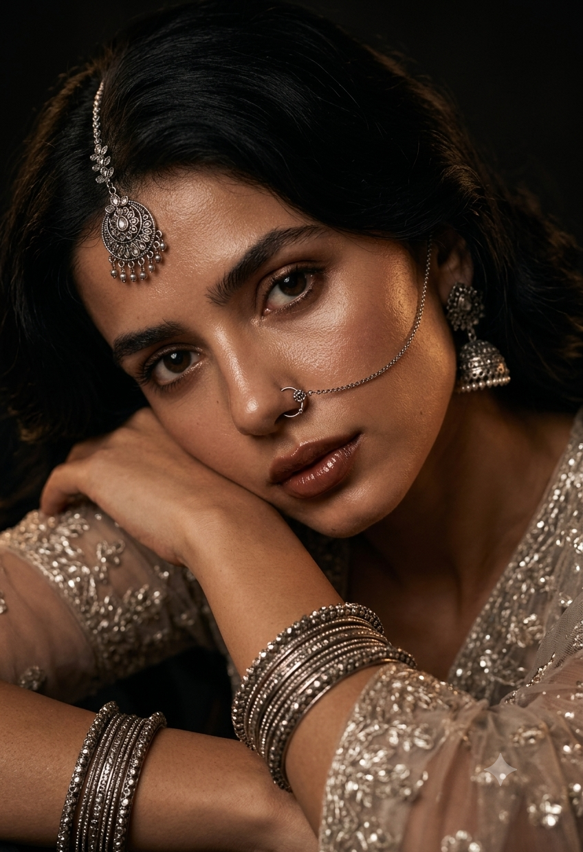 Ultra Realistic Cinematic Indian Bridal Close-Up Portrait AI Image Prompt Original