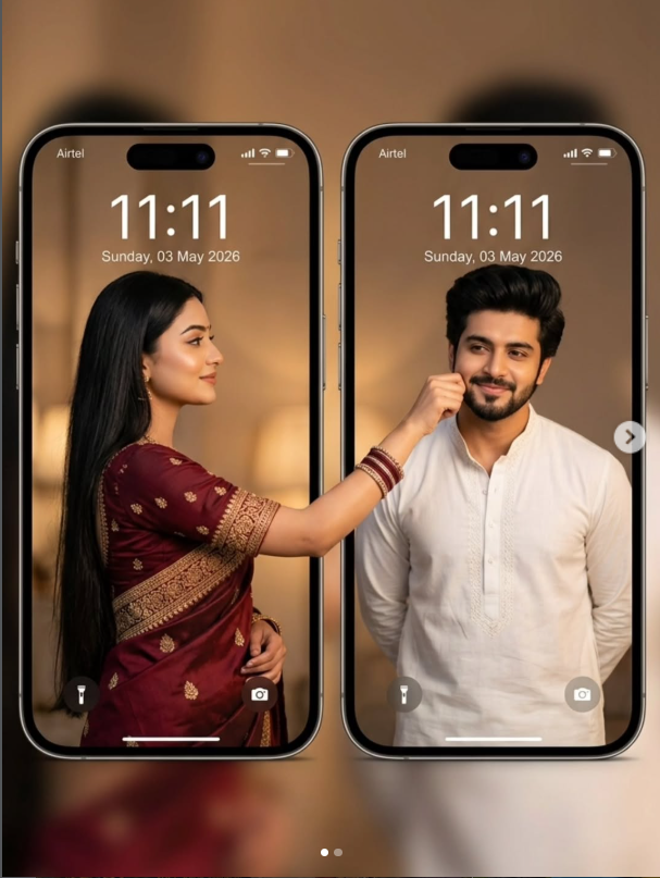 Romantic South Asian Couple Interactive iPhone Lock Screen Wallpaper Prompt Original