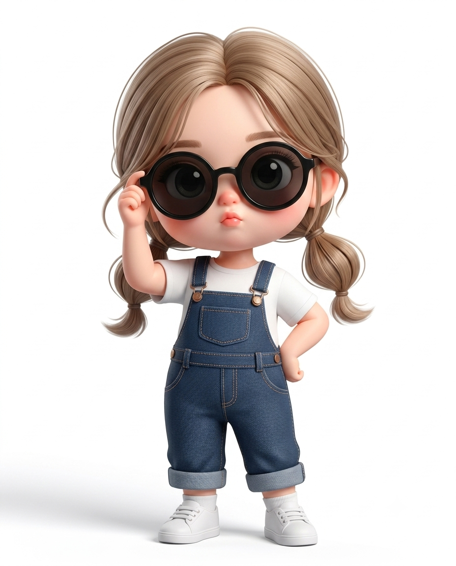Cute Chibi 3D Girl Character Portrait with Sunglasses AI Image Prompt Original