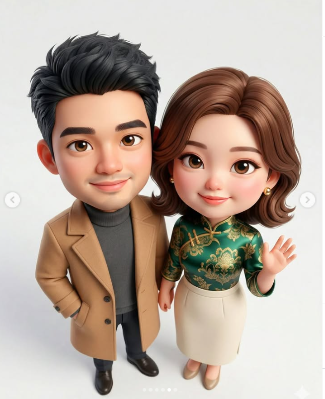 Cute Chibi 3D Couple Top View Portrait | Pixar-Style Full Body AI Prompt Original